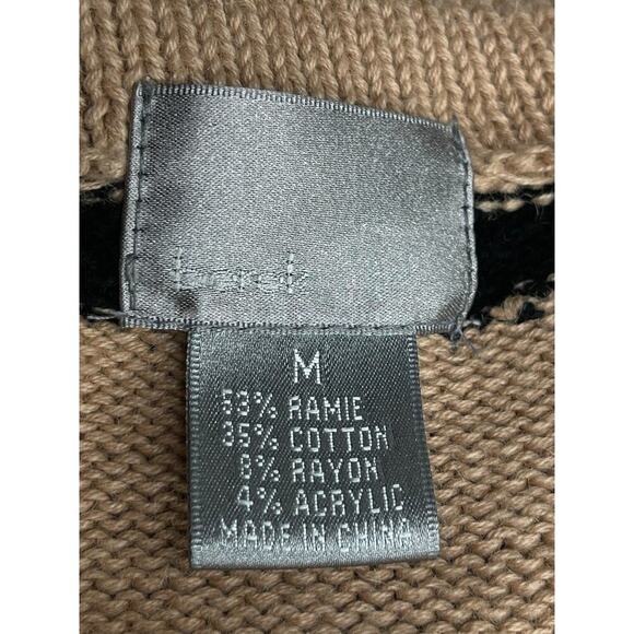 Berek Tiger Striped Embroidered Cardigan Knit Sweater size M Tan/Black Vintage - Picture 7 of 11